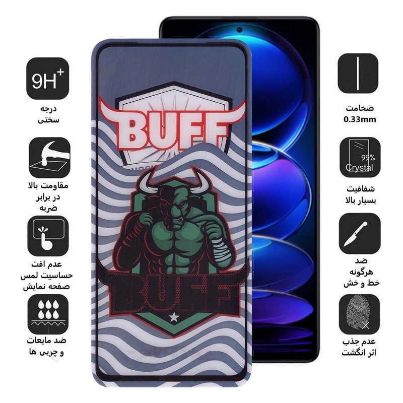 محافظ صفحه نمایش 5D بوف مدل Super Power مناسب برای گوشی موبایل شیائومی Redmi Note 12 Pro Note 12 Pro Plus Poco X5 Pro