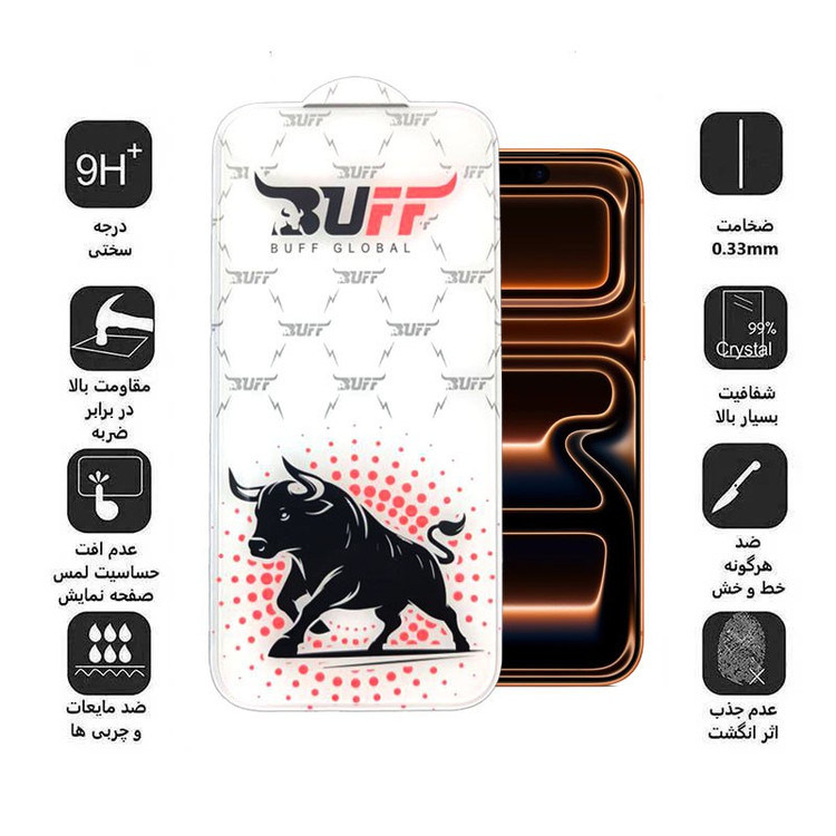 محافظ صفحه نمایش بوف مدل Fighter Clear Edge-Guarantee مناسب برای گوشی موبایل اپل iPhone 17 Pro Max