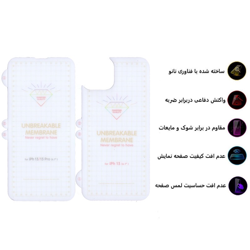 محافظ صفحه نمایش بوف مدل Hg01 مناسب برای گوشی موبایل اپل Iphone 13 به همراه محافظ پشت گوشی
