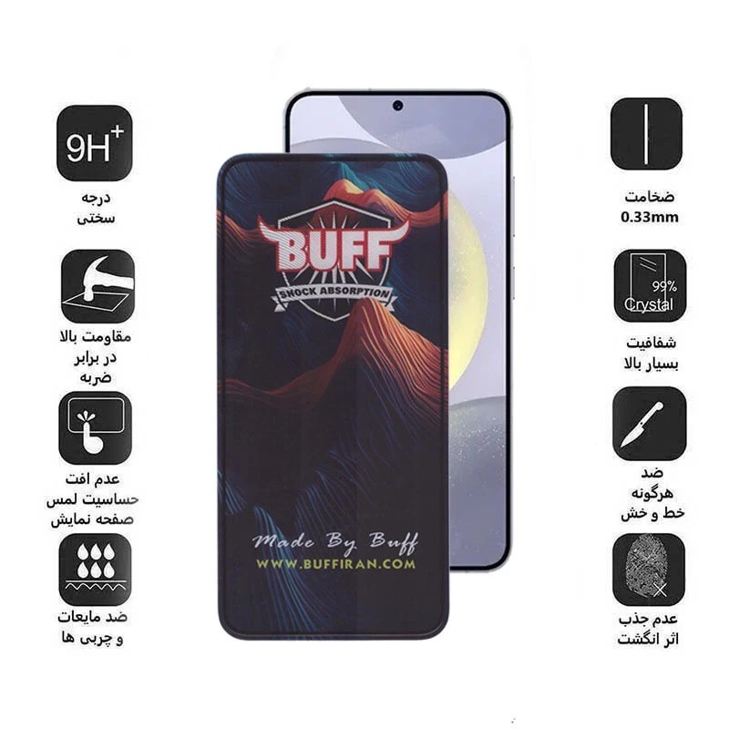 محافظ صفحه نمایش بوف مدل 5D Mountain-Guarantee مناسب برای گوشی موبایل سامسونگ Galaxy S25 Edge S25 Plus