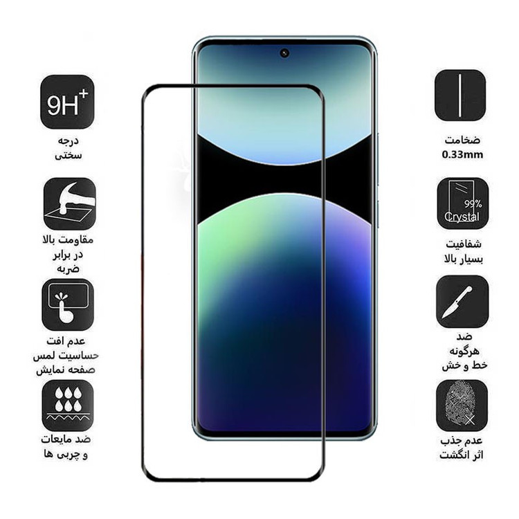 محافظ صفحه نمایش بوف مدل 5D-G مناسب برای گوشی موبایل شیائومی Redmi Note 14 Pro Plus Note 14 Pro 4G 5G Poco X7