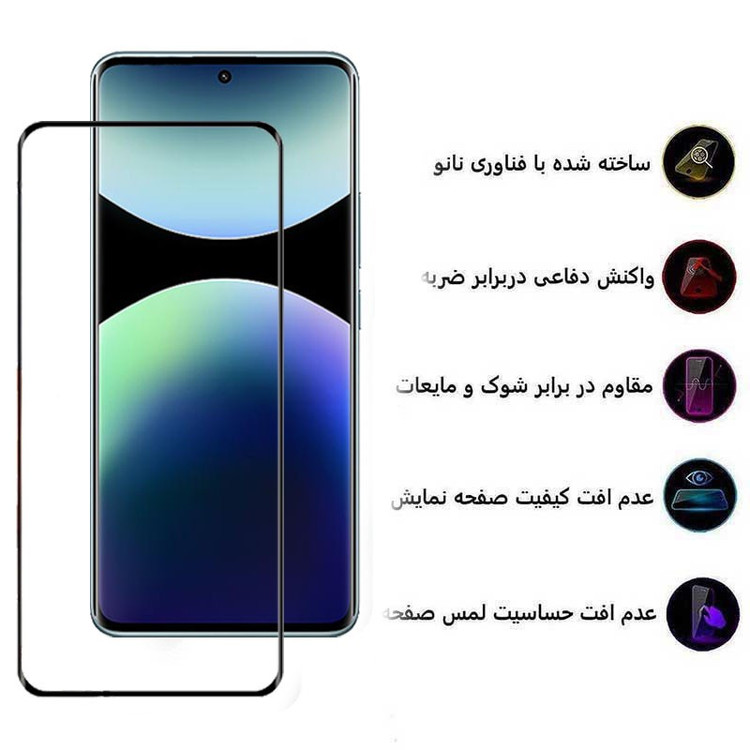 محافظ صفحه نمایش بوف مدل 5D-G مناسب برای گوشی موبایل شیائومی Redmi Note 14 Pro Plus Note 14 Pro 4G 5G Poco X7