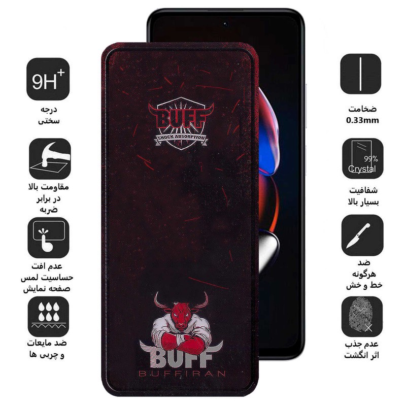 محافظ صفحه نمایش بوف مدلMuscle-Bull-Gمناسب برای گوشی موبایل شیائومیRedmi Note 12T Pro Note 11 5G(China) Note 10 Pro 5...