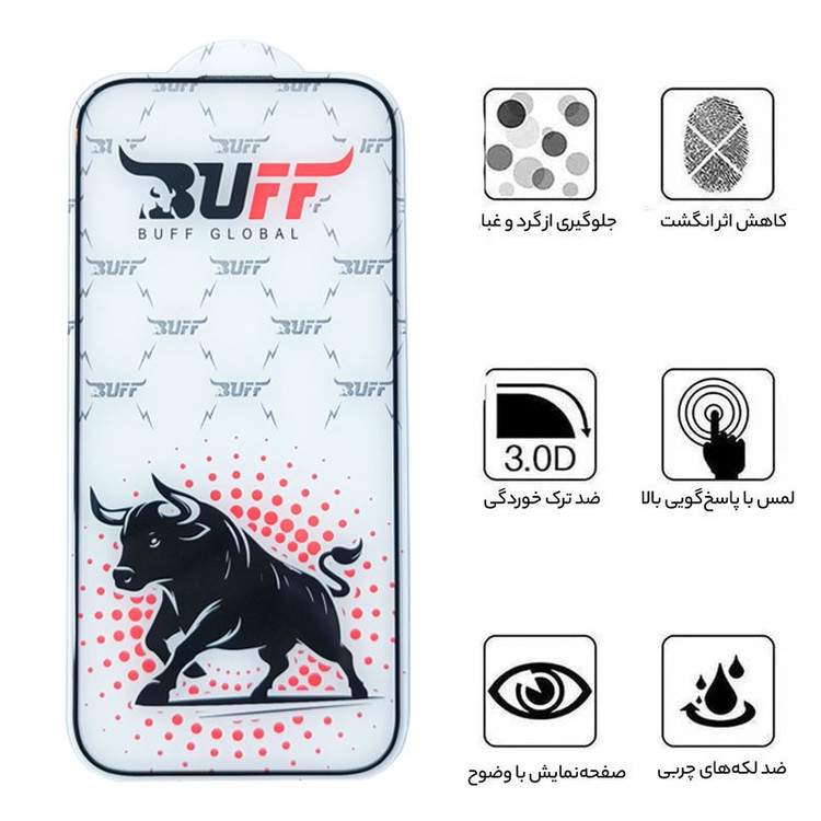 محافظ صفحه نمایش بوف مدل Black Fighter مناسب برای گوشی موبایل اپل iPhone 16 15 14 Pro