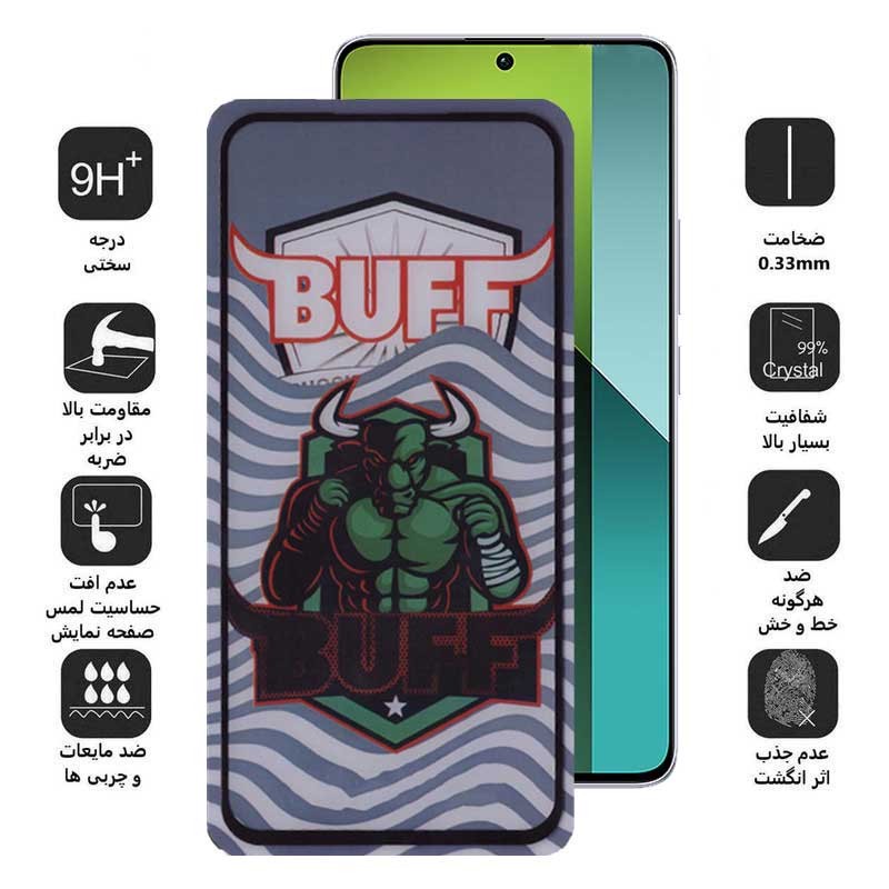 محافظ صفحه نمایش 5D بوف مدل Super Power-G مناسب برای گوشی موبایل شیائومی Redmi Note 13 4G 5G Note 13 Pro 4G 5G Note 1...