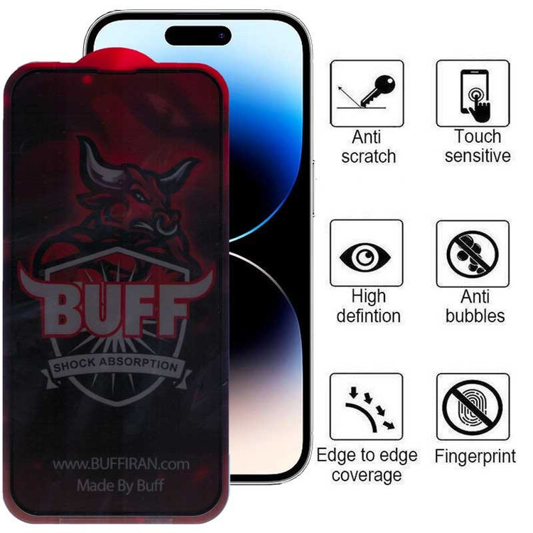 محافظ صفحه نمایش حریم شخصی بوف مدل Privacy Pro Plus-G مناسب برای گوشی موبایل اپل iPhone 16e 14 13 Pro 13