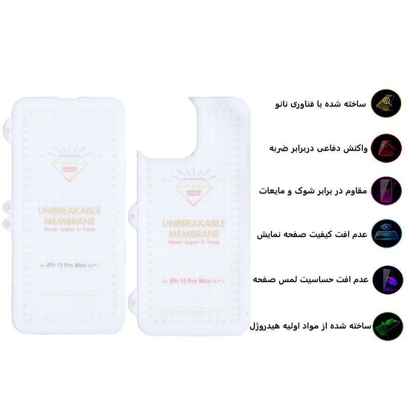 محافظ صفحه نمایش بوف مدل Hg15 مناسب برای گوشی موبایل اپل iphone 13 Pro Max به همراه محافظ پشت گوشی