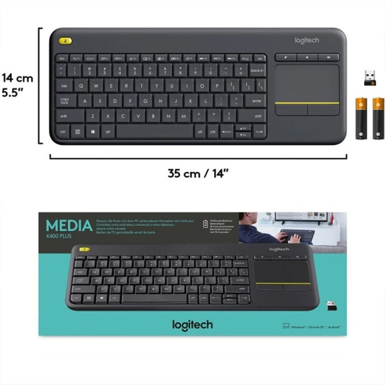 کیبورد بی سیم لاجیتک مدل K400 Plus، سوییچ ممبران، Tenkeyless
