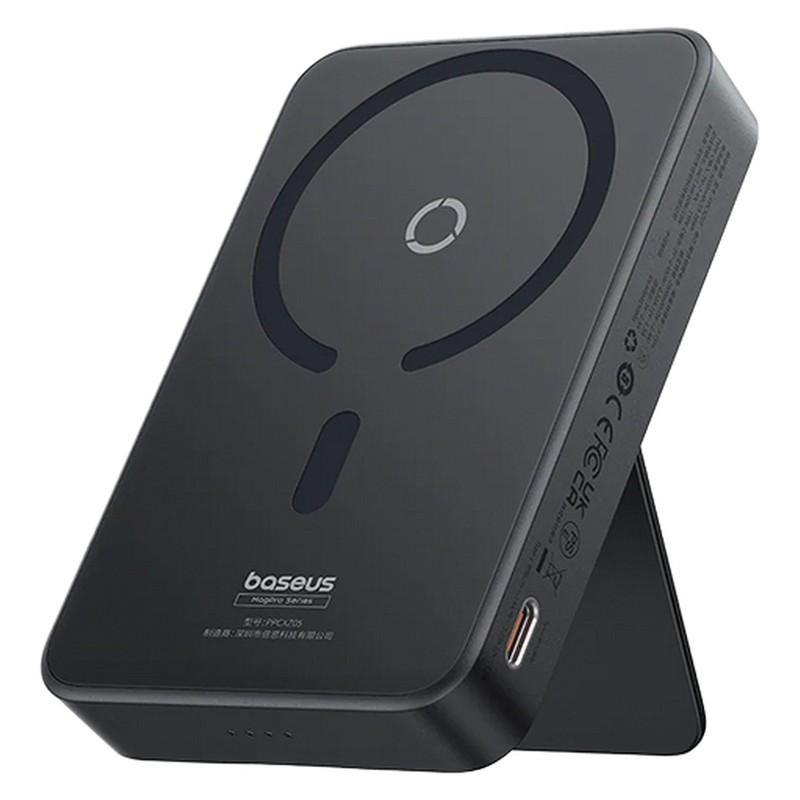 پاوربانک بی سیم 20 وات بیسوس مدل MagPro Magnetic Bracket 20w با ظرفیت 5000 میلی آمپر ساعت به همراه کابل USB-C به USB-C