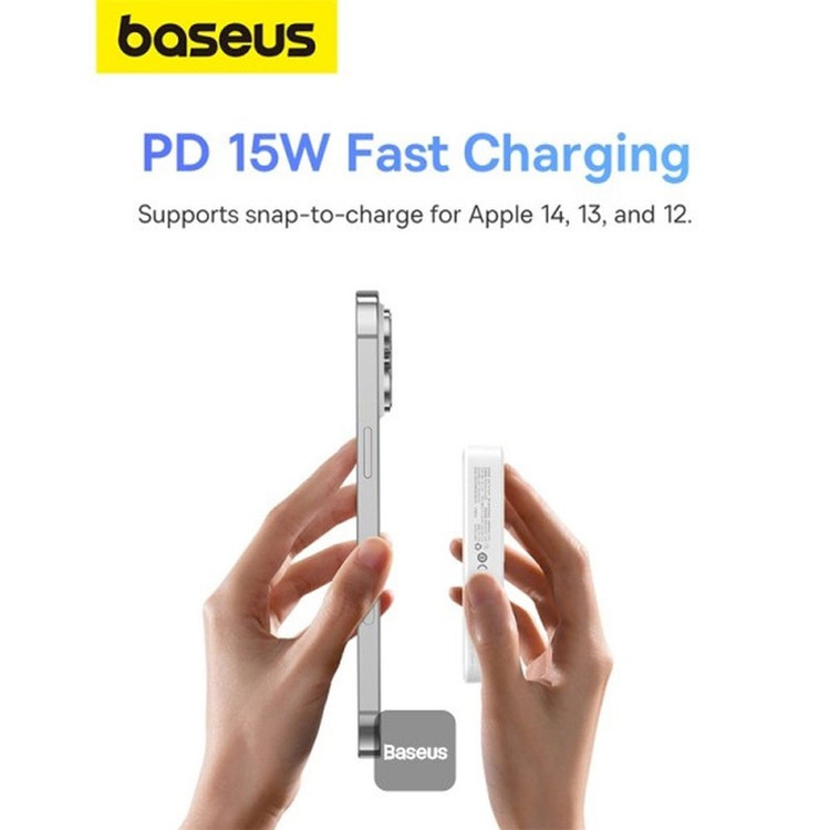 پاوربانک بی سیم 20 وات بیسوس مدل MagPro Magnetic Bracket 20w با ظرفیت 5000 میلی آمپر ساعت به همراه کابل USB-C به USB-C
