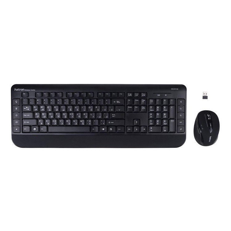 کیبورد و ماوس بی سیم هترون مدل HKCW140، سوییچ ممبران، Full-Size