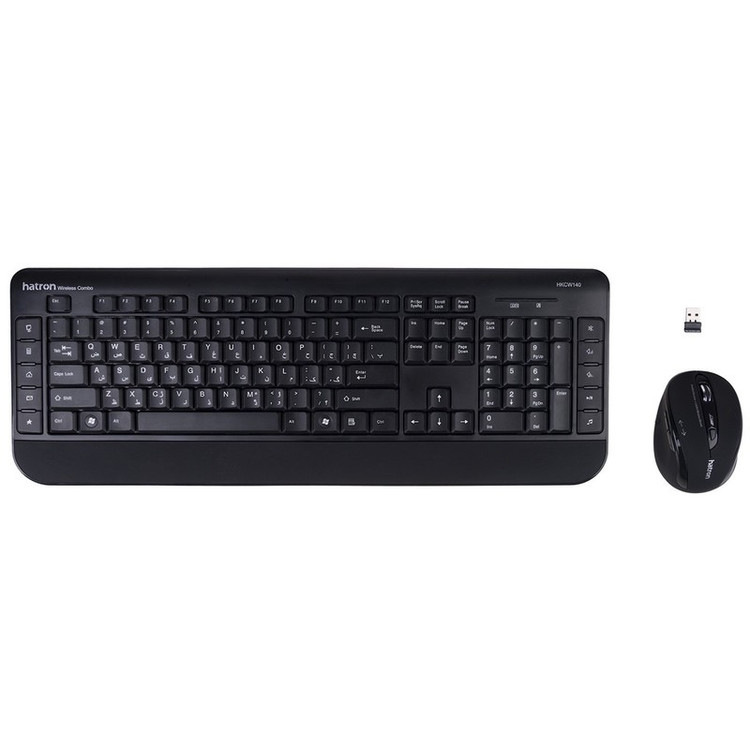 کیبورد و ماوس بی سیم هترون مدل HKCW140، سوییچ ممبران، Full-Size