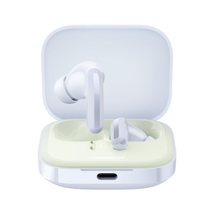 هدفون بلوتوثی شیائومی مدل Redmi Buds 5 با نویز کنسلینگ فعال (ANC)، درگاه شارژ USB Type-C، دارای نشانگر روی محفظه شارژ