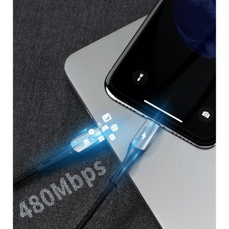 کابل تبدیل USB-C به لایتنینگ باسئوس مدل Horizontal CATLSP-01 طول 1 متر