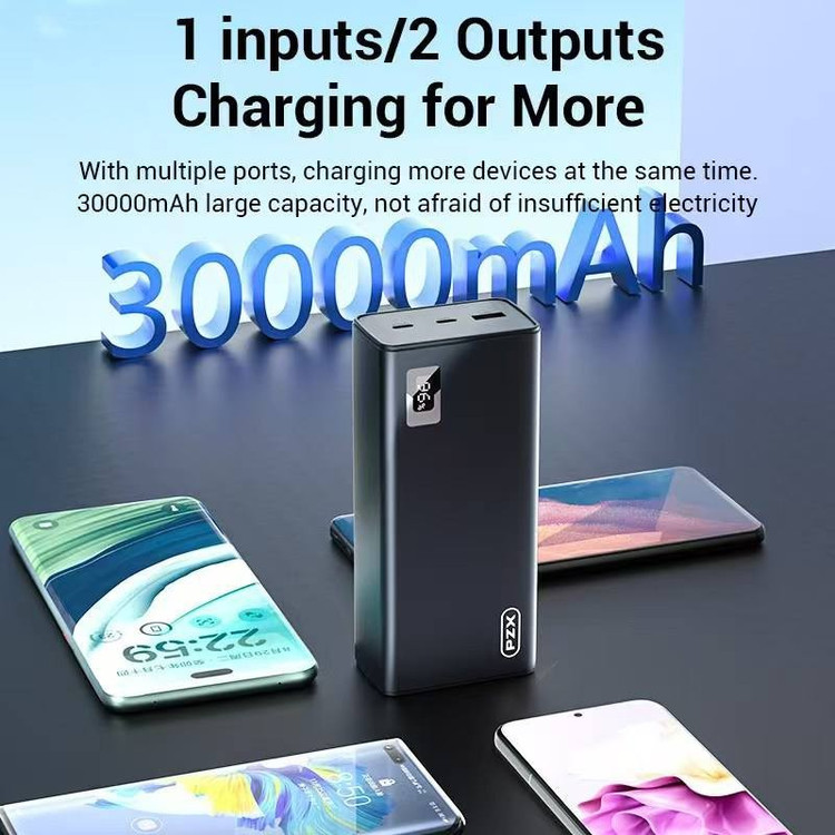 پاوربانک پی زد ایکس مدل V87 ظرفیت 30000 میلی آمپر ساعت
