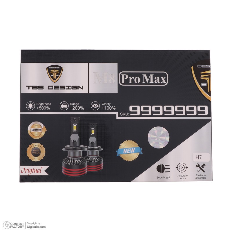 هدلایت تی بی اس دیزاین مدل M8 Pro Max پایه H7 بسته 2 عددی