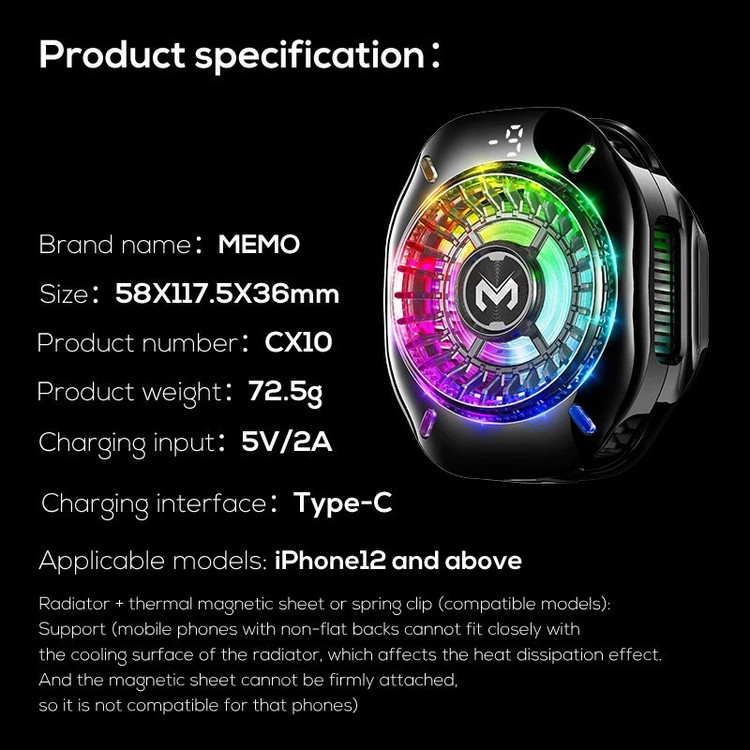 خنک کننده گوشی موبایل ممو مدل CX10 RGB PRO