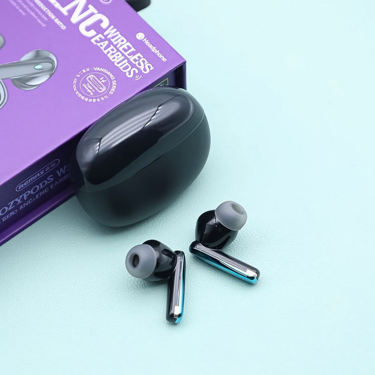 هدفون بلوتوثی ریمکس مدل Cozy Pods دارای نویز کنسلینگ فعال (ANC) و نویز کنسلینگ میکروفون (ENC)، درگاه شارژ USB Type-C،...