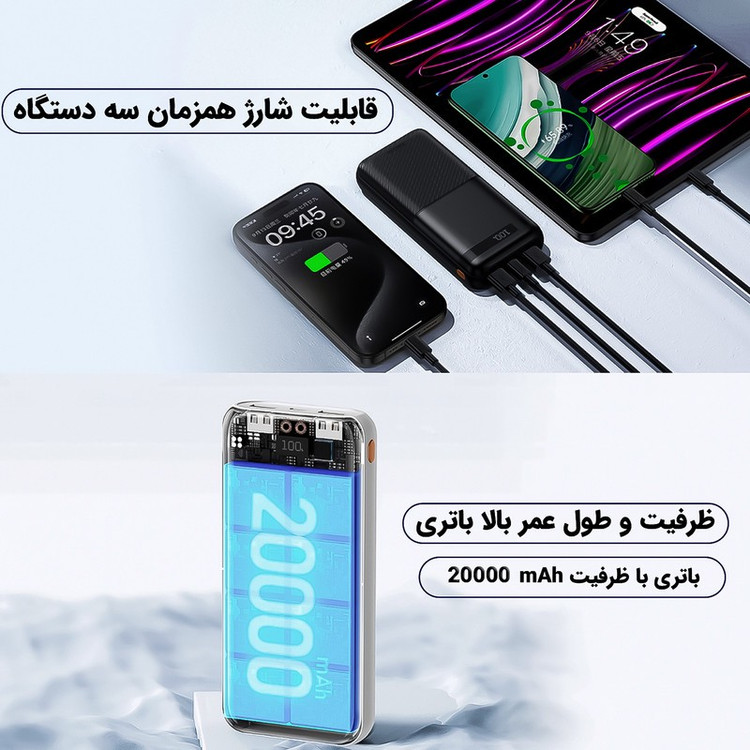 پاوربانک ریمکس مدل RPP-72 ظرفیت 20000 میلی آمپر ساعت