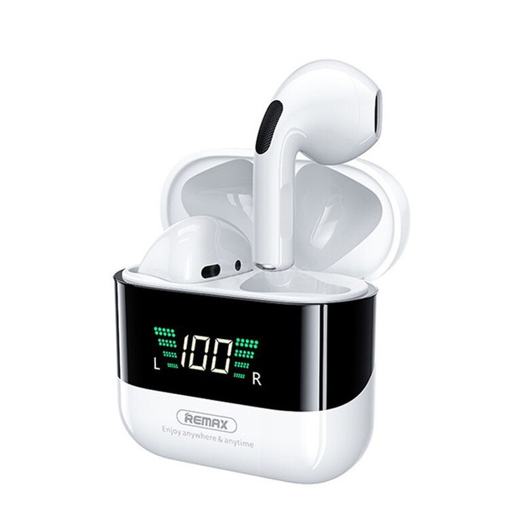 هدفون بلوتوثی ریمکس مدل TWS-10 PLUS فاقد قابلیت نویز کنسلینگ، درگاه شارژ Lightning، پشتیبانی از فرمان لمسی، نمایشگر ر...