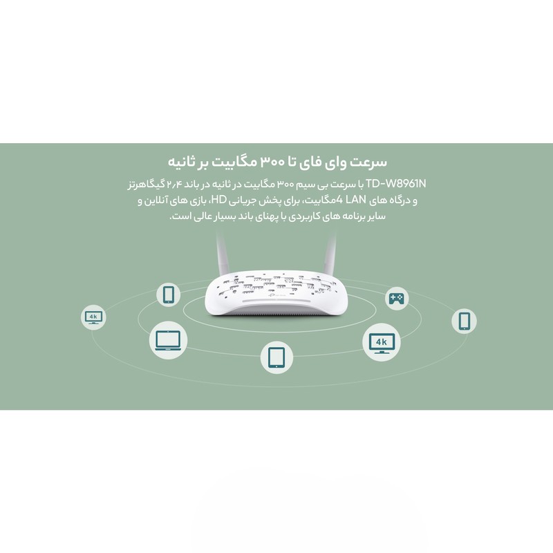 مودم روتر بی سیم ADSL2 Plus تی پی-لینک مدل W8961N