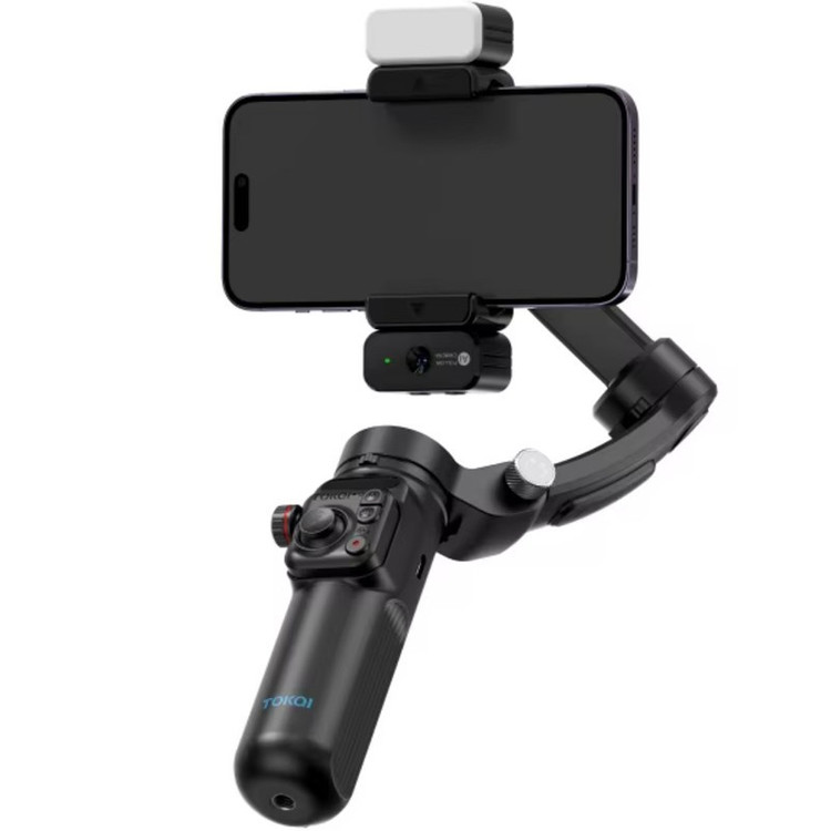 گیمبال و استابیلایزر هوشمند توکی مدل M03 AI 3-Axis به همراه دوربین دنبال کننده و میکروفون و فلش