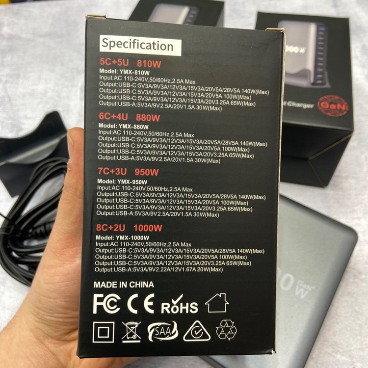 شارژر رومیزی 140 وات 10 پورت مدل MH 1000W