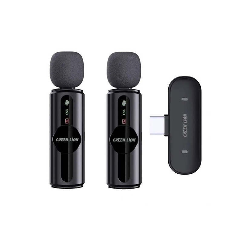 ست میکروفن بی سیم گرین لاین مدل GM-76X با درگاه اتصال USB-C لایتنینگ USB-A
