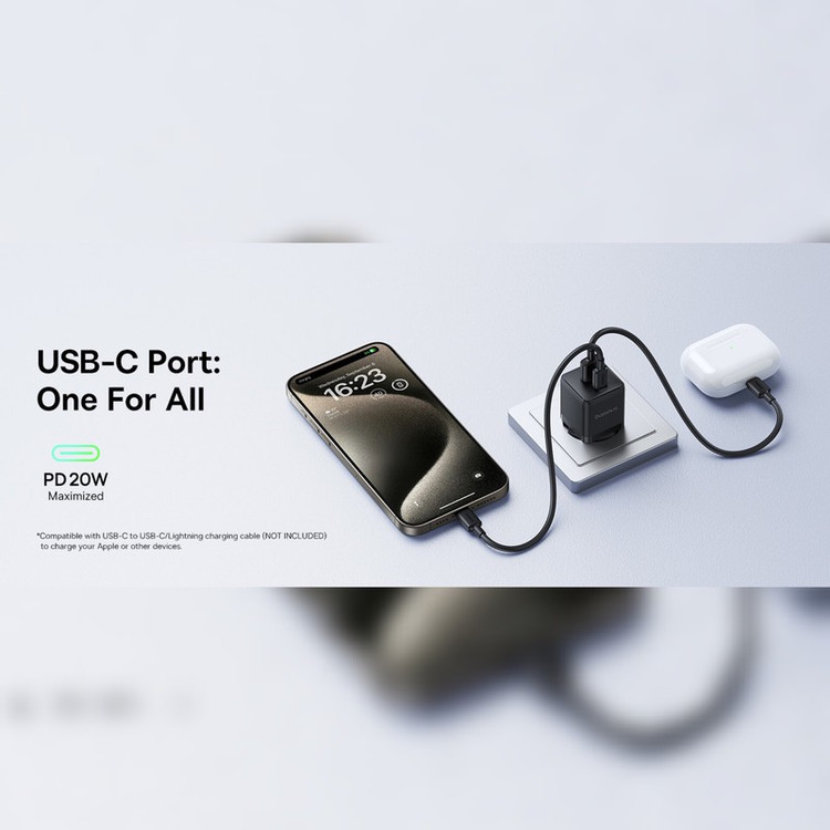 شارژر دیواری 20 وات بیسوس مدل 20W Palm به همراه کابل USB-C