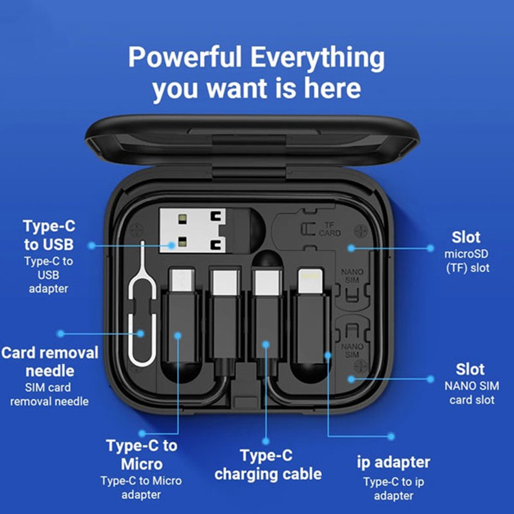 کابل تبدیل USB-C USB به لایتنینگ USB-C MicroUSB بیوا مدل C-18 طول 0.28 متر