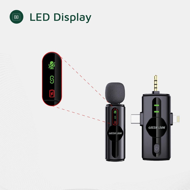میکروفن بی سیم گرین لاین مدل GM-79X با درگاه اتصال USB-C لایتنینگ AUX