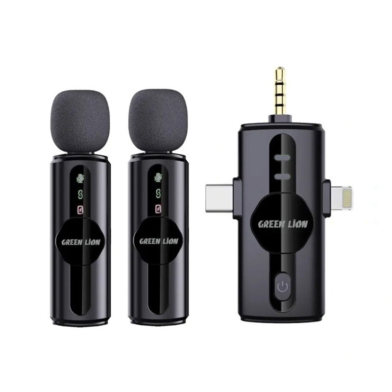 ست میکروفن بی سیم گرین لاین مدل GM-80X با درگاه اتصال لایتنینگ AUX USB-C