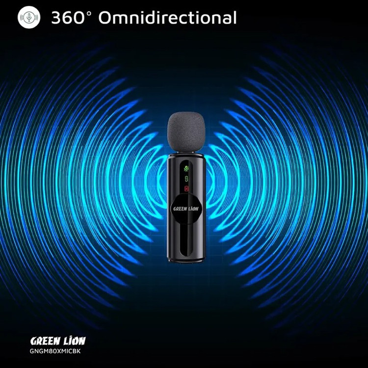 ست میکروفن بی سیم گرین لاین مدل GM-80X با درگاه اتصال لایتنینگ AUX USB-C