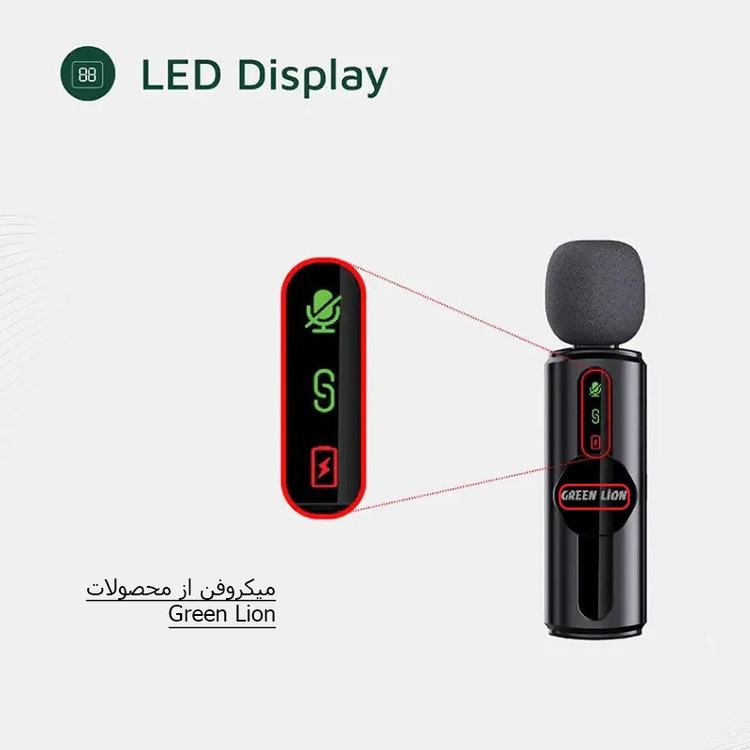 ست میکروفن بی سیم گرین لاین مدل GM-80X با درگاه اتصال لایتنینگ AUX USB-C