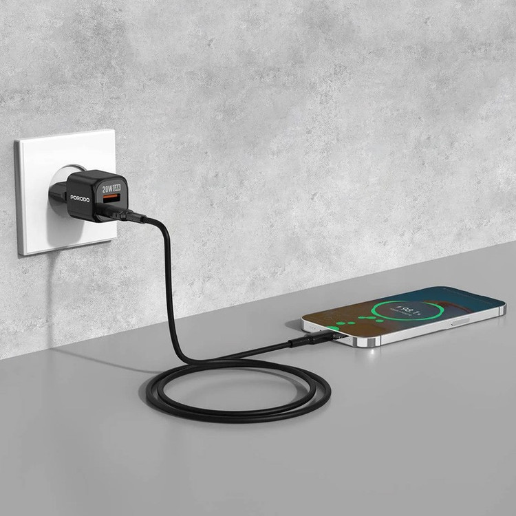شارژر دیواری 20 وات دو پورت پرودو مدل FWC060 به همراه کابل USB-C
