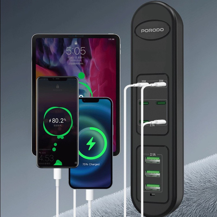 شارژر رومیزی 50وات پرودو مدل 50W Multi-Port USB Charging HUB