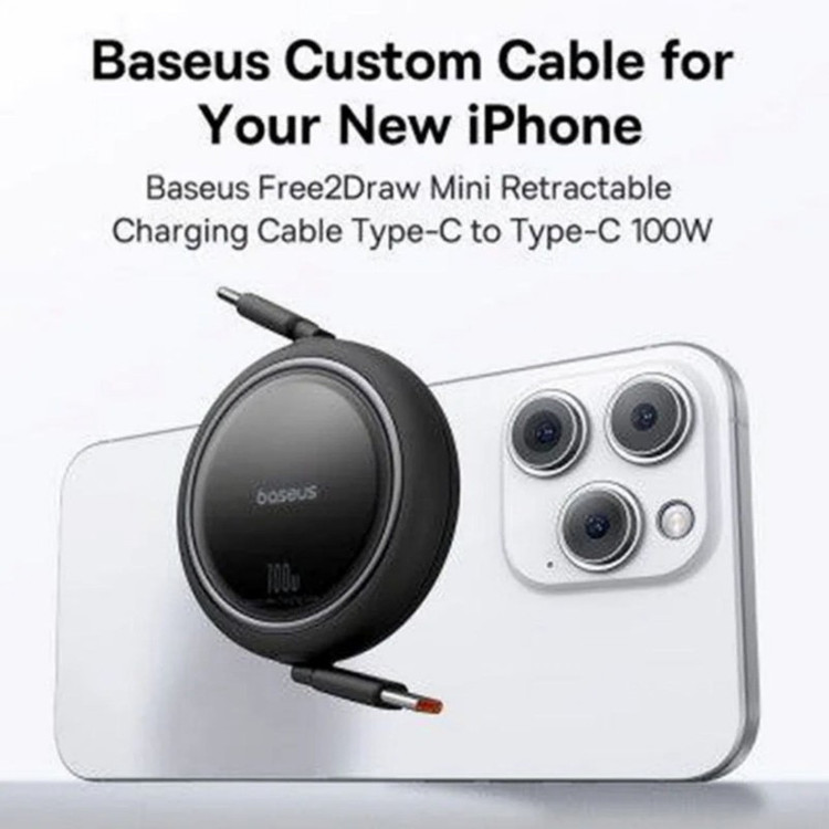 کابل USB-C بیسوس مدل Free2Draw Mini Retractable 100W طول 1 متر
