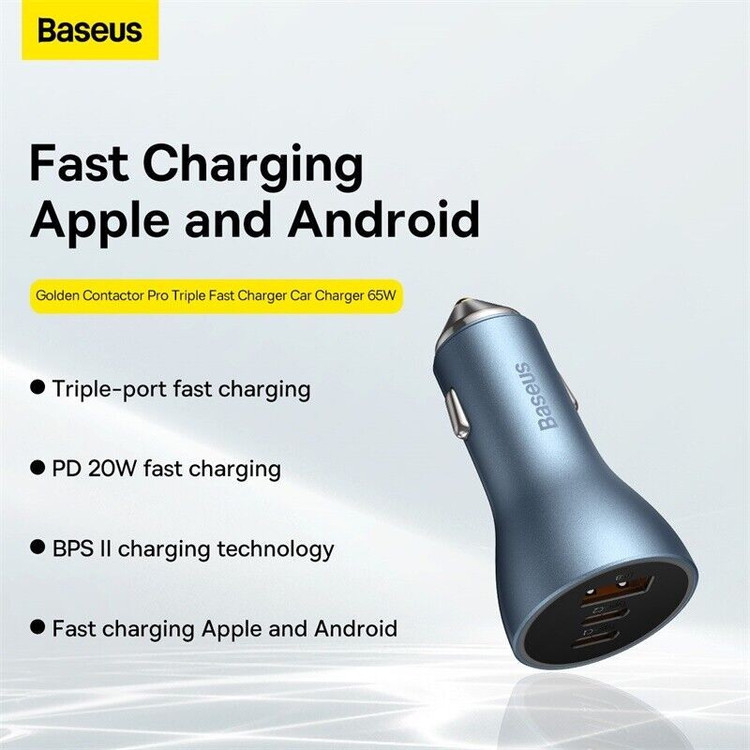 شارژر فندکی 65 وات بیسوس مدل CCJDZ65-UC