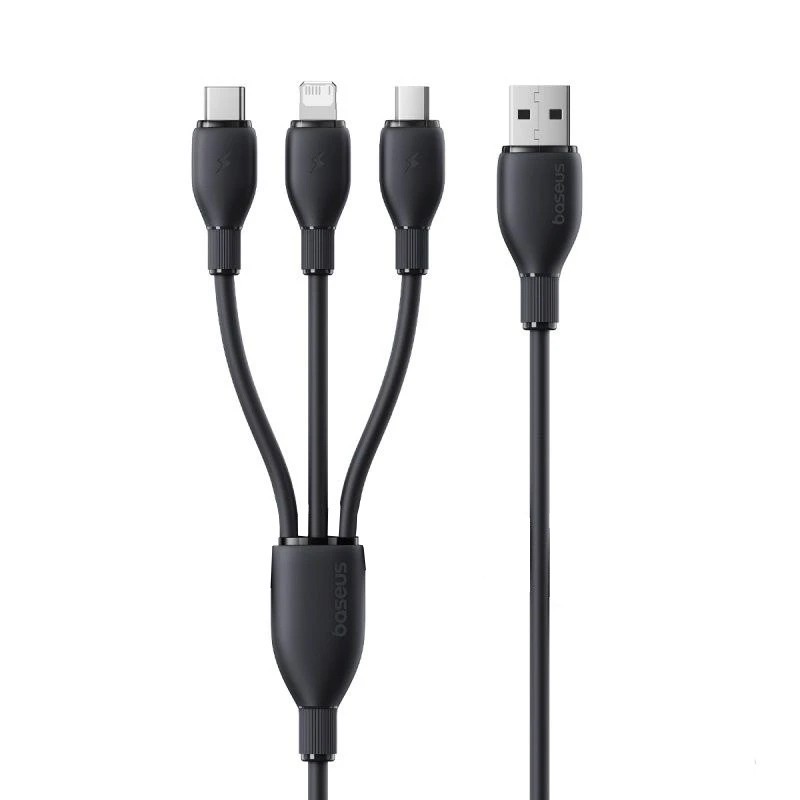 کابل تبدیل USB به لایتنینگ USB-C micro-USB بیسوس مدل P10376303121-01 3.5A طول 0.8 متر