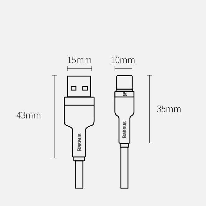 کابل تبدیل USB به USB-C باسئوس مدل Metal Data cable 66W طول 2 متر