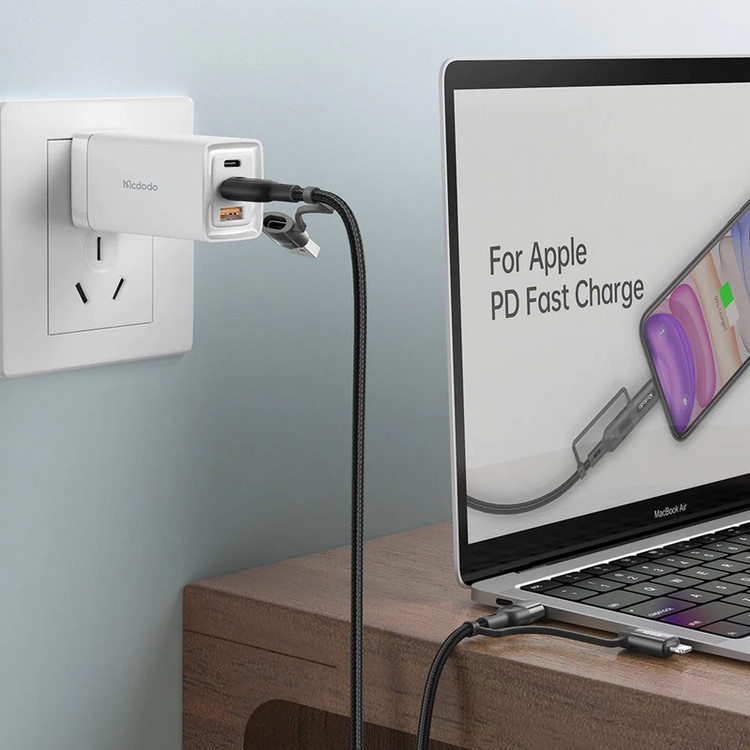 کابل تبدیل USB-C USB به لایتنینگ USB-C مک دودو مدل Multifunctional PD 60w طول 1.2 متر