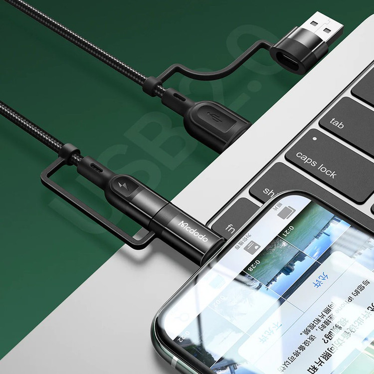 کابل تبدیل USB-C USB به لایتنینگ USB-C مک دودو مدل Multifunctional PD 60w طول 1.2 متر