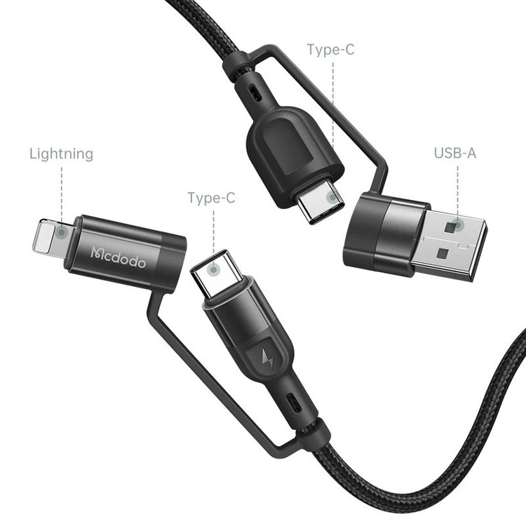کابل تبدیل USB-C USB به لایتنینگ USB-C مک دودو مدل Multifunctional PD 60w طول 1.2 متر
