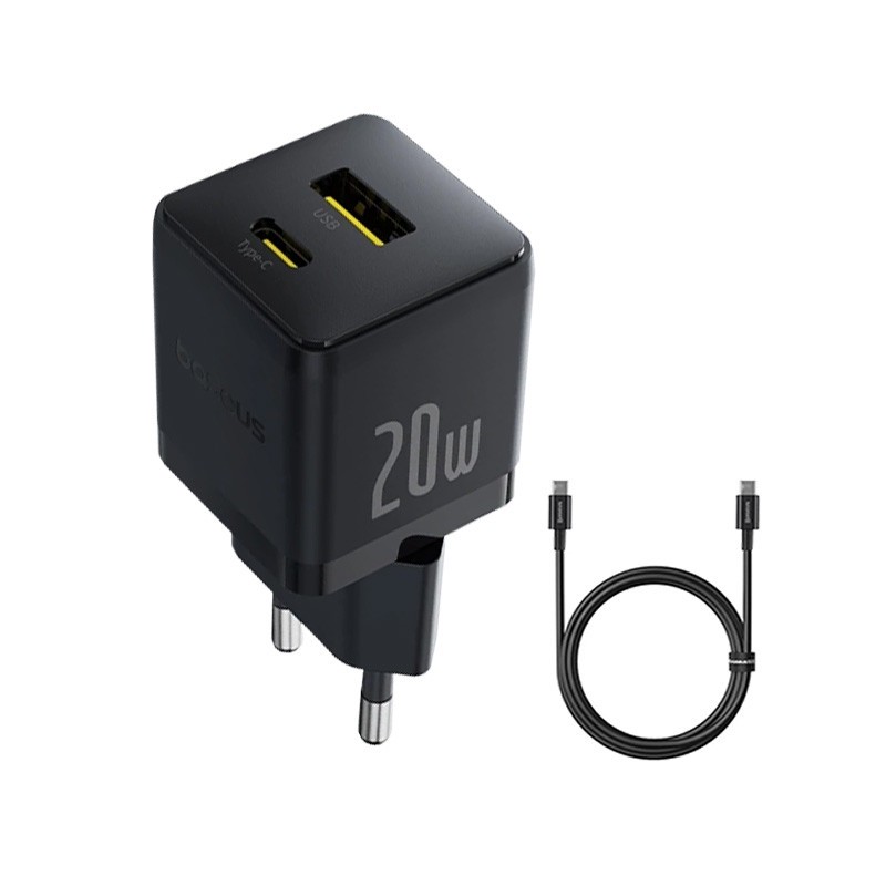 شارژر دیواری 20 وات دو پورت بیسوس مدل CCZC20UE به همراه کابل usb-C