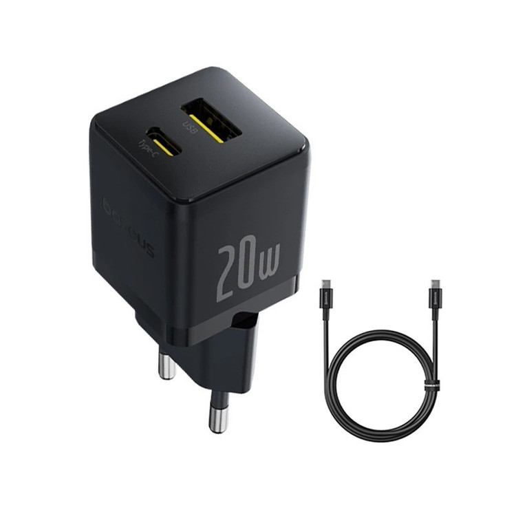 شارژر دیواری 20 وات دو پورت بیسوس مدل CCZC20UE به همراه کابل usb-C