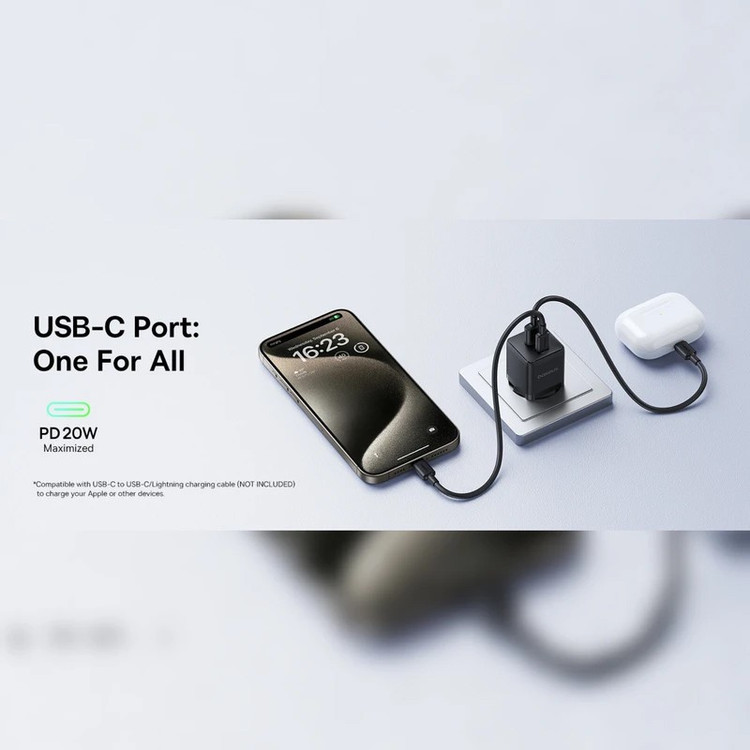 شارژر دیواری 20 وات دو پورت بیسوس مدل CCZC20UE به همراه کابل usb-C