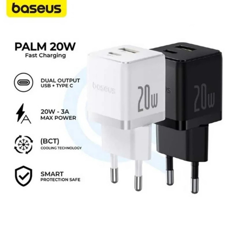 شارژر دیواری 20 وات دو پورت بیسوس مدل CCZC20UE به همراه کابل usb-C