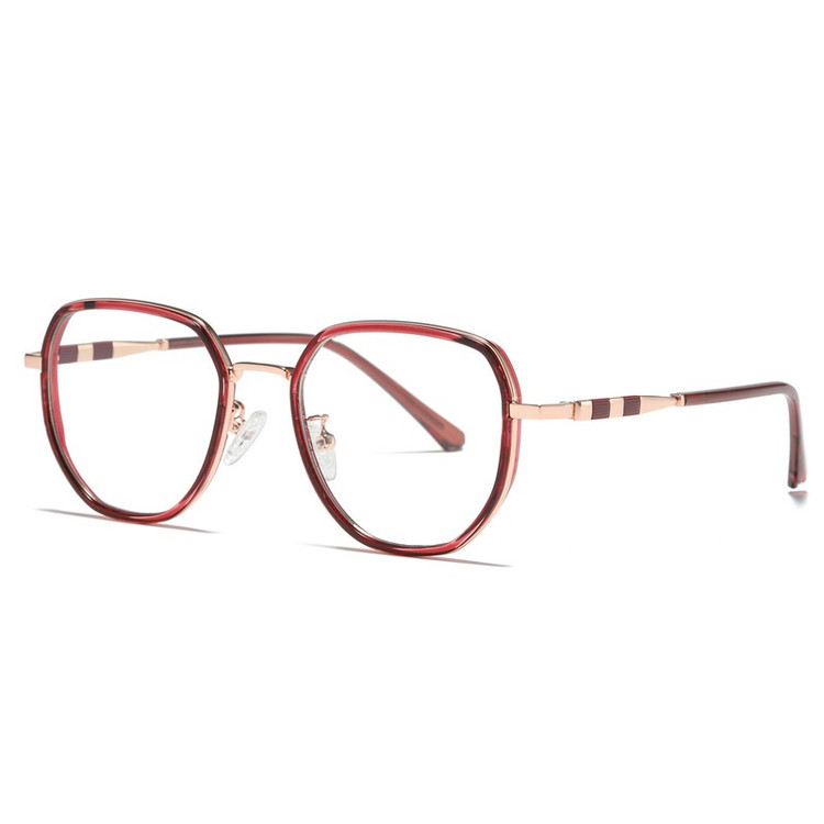 فریم عینک طبی چند ضلعی زنانه مدل ُTRZC829 C42-P81 Transparent Red