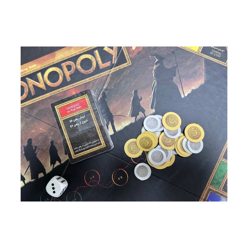 بازی فکری مونوپولی ارباب حلقه ها فکرآوران مدل Monopoly بازی استراتژیک 2 تا 6 نفره با کنترل حلقه قدرت، نقش آفرینی، جمع...