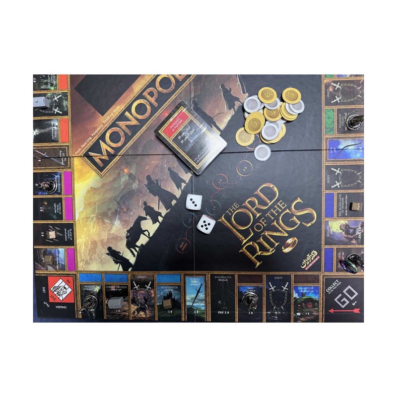 بازی فکری مونوپولی ارباب حلقه ها فکرآوران مدل Monopoly بازی استراتژیک 2 تا 6 نفره با کنترل حلقه قدرت، نقش آفرینی، جمع...
